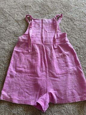Pink Girls' Gauze Pocket Romper